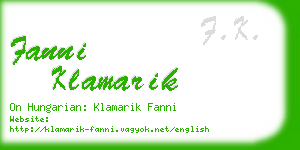 fanni klamarik business card